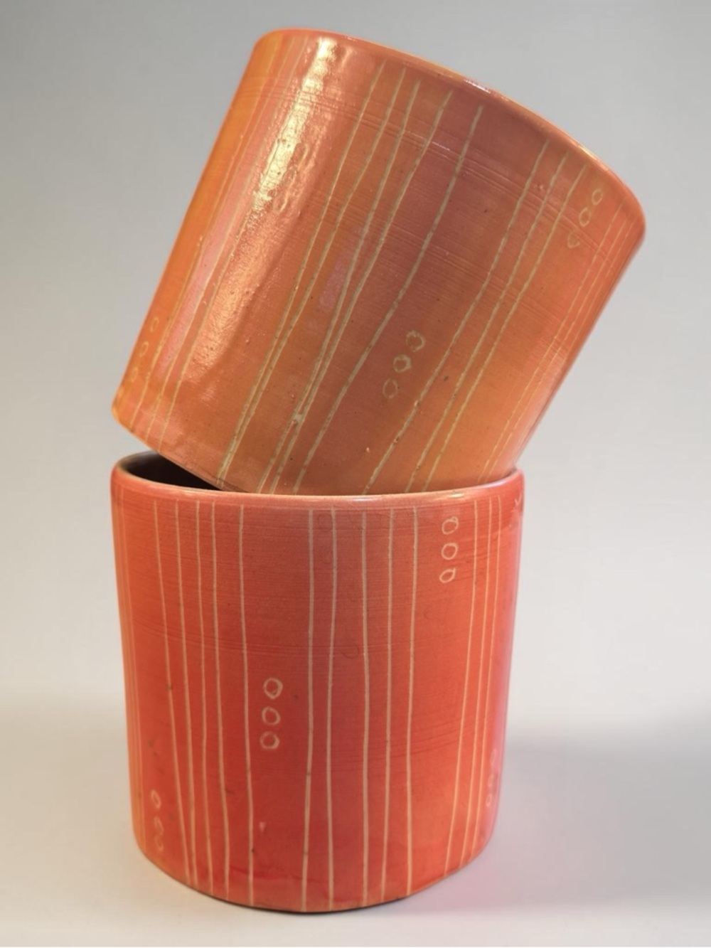 Ceramic Planter Set – Coral/Orange Modern Pot Duo